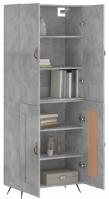 vidaXL Ντουλάπι Γκρι Σκυροδέματος 69,5x34x180 εκ. Επεξεργασμένο Ξύλο