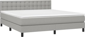 vidaXL Κρεβάτι Boxspring με Στρώμα &amp; LED Αν.Γκρι 180x200 εκ Υφασμάτινο
