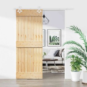 vidaXL Συρόμενη Πόρτα Φυσικό και Λευκό 80 x 210 cm