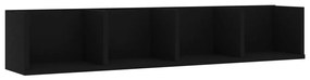 Ράφι Τοίχου για CD Μαύρο 100 x 18 x 18 εκ. από Επεξ. Ξύλο - Μαύρο