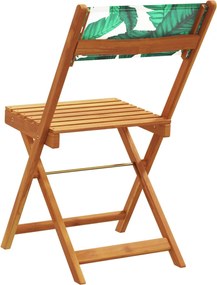 vidaXL Καρέκλες Μπιστρό 2 τεμ. Σχέδιο Φύλλων Μασίφ Ακακία &amp; Ύφασμα