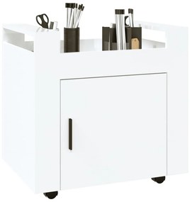 vidaXL Τρόλεϊ Γραφείου Γυαλ. Λευκό 60x45x60 εκ. από Επεξεργασμένο Ξύλο