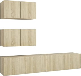 vidaXL Έπιπλα Τηλεόρασης Σετ 4 Τεμαχίων Sonoma Δρυς από Επεξ. Ξύλο