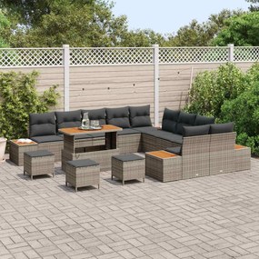 vidaXL Σετ Καναπέ Κήπου με μαξιλάρι 14 pcs Γκρι
