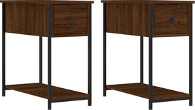 vidaXL Κομοδίνα 2 τεμ. Καφέ Δρυς 30 x 60 x 60 εκ. από Επεξεργ. Ξύλο