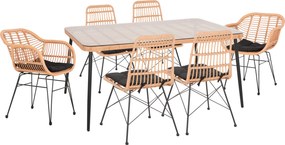 ΣΕΤ ΤΡΑΠΕΖΑΡΙΑΣ 7ΤΜΧ ALLEGRA HM10495 WICKER ΜΠΕΖ-ΜΕΤΑΛΛΟ ΜΑΥΡΟ