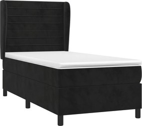 vidaXL Κρεβάτι Boxspring με Στρώμα Μαύρο 80 x 200 εκ. Βελούδινο