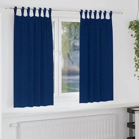 vidaXL Κουρτίνες με κουρτίνες 2 pcs Σκούρο Μπλε Πολυεστέρας