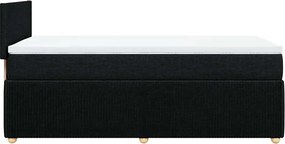 vidaXL Κρεβάτι Boxspring με Στρώμα Μαύρο 90x200 εκ. Υφασμάτινο