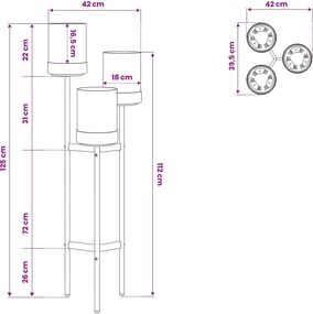 vidaXL Βάση Λουλουδιών Λευκό 42 x 39,5 x 125 εκ