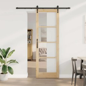 vidaXL Ολισθητή Πόρτα Καφέ 78 x 232 cm Ξύλο και μέταλλο