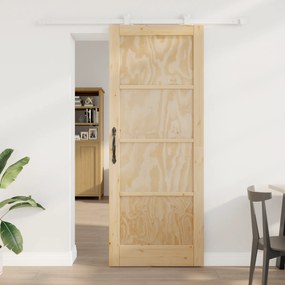 vidaXL Συρόμενη Πόρτα με Σετ Υλικών 83x211 cm Συμπαγές Ξύλο Πεύκου