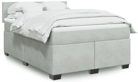 vidaXL Κρεβάτι Boxspring με Στρώμα Ανοιχτό Γκρι 140x190 εκ. Βελούδινο