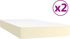 vidaXL Κρεβάτι Boxspring με Στρώμα Κρεμ 200x200 εκ. Συνθετικό Δέρμα