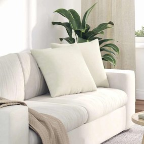 vidaXL Μαξιλάρι Καναπέ 2 τμχ. Βελούδο Κρεμ 50 x 50 cm