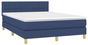 vidaXL Κρεβάτι Boxspring με Στρώμα &amp; LED Μπλε 140x190 εκ. Υφασμάτινο