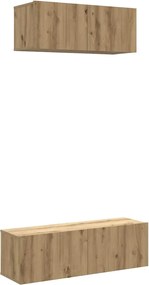 vidaXL Σετ ντουλαπιών τηλεόρασης 2 τεμαχίων Επιτοίχιο Τεχνικής Δρυς