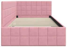 vidaXL Κρεβάτι Γωνίας με κεφαλάρι Ροζ 90 x 200 cm Βελούδο