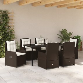vidaXL Σετ Τραπεζαρίας Κήπου 7 Τεμαχίων Καφέ Πολυρατάν