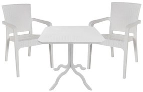 Τραπεζαρία Icon-Halcyon pakoworld σετ 3τεμ PP σε λευκή απόχρωση