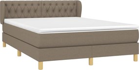 vidaXL Κρεβάτι Boxspring με Στρώμα Taupe 140x200 εκ. Υφασμάτινο