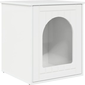vidaXL Σπίτι Γάτας Λαμπερό Λευκό 53 x 52 x 62 εκ Επεξεργασμένο Ξύλο