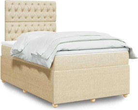 vidaXL Κρεβάτι Boxspring με Στρώμα Κρεμ 120x200 εκ. Υφασμάτινο