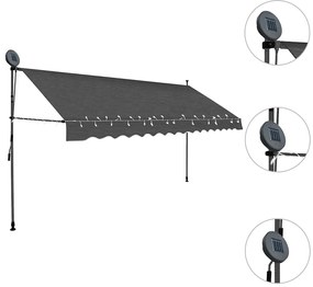vidaXL Τέντα Συρόμενη Χειροκίνητη με LED Ανθρακί 400 εκ.