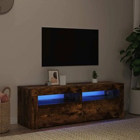 vidaXL Έπιπλο Τηλεόρασης με LED Καπνιστή Δρυς 120 x 35 x 40 εκ.