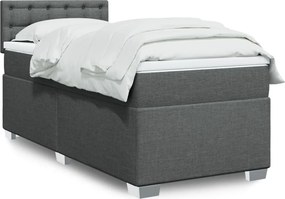 vidaXL Κρεβάτι Boxspring με Στρώμα Σκούρο Γκρι 90x200 εκ. Υφασμάτινο