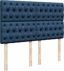 vidaXL Κρεβάτι Boxspring με Στρώμα Μπλε 140x190 εκ. Υφασμάτινο