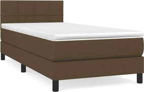 vidaXL Κρεβάτι Boxspring με Στρώμα Σκούρο Καφέ 90x200 εκ. Υφασμάτινο