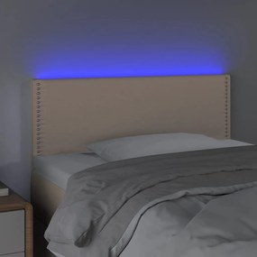Κεφαλάρι Κρεβατιού LED Καπουτσίνο 90x5x78/88 εκ. Συνθετ. Δέρμα - Καφέ