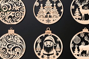 Σετ των 3 Intra απο ξύλο plywood 3mm-4mm πάχος Χριστουγεννιάτικο στολίδι Δίασταση 8x8 cm INTRAFABR-107637008