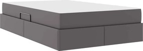 vidaXL Κρεβάτι με αποθηκευτικό χώρο και στρώμα 2 pcs Γκρι Δέρμα
