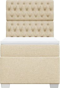 vidaXL Κρεβάτι Boxspring με Στρώμα Κρεμ 80 x 200 εκ. Υφασμάτινο