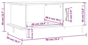 Τραπεζάκι Σαλονιού Καπνιστή Δρυς 90x50x40 εκ. Επεξεργασμ. Ξύλο - Καφέ