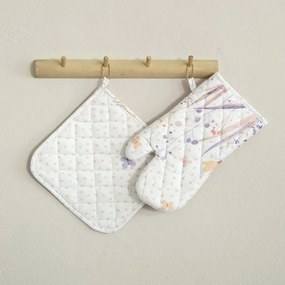 Πιάστρα Και Γάντι Κουζίνας Laurel (Σετ 2τμχ) One Size White-Pink Nima 100% Cotton