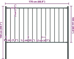 vidaXL Πάνελ Περίφραξης Woerden με Στύλους Ατσάλινο 1,7x1 μ. Ανθρακί