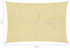 vidaXL Πανί Σκίασης Μπεζ 5 x 6 μ. από HDPE 160 γρ/μ²