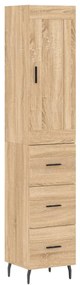 vidaXL Μπουφές Sonoma δρυς 34,5 x 34 x 180 εκ. από Επεξεργασμένο Ξύλο