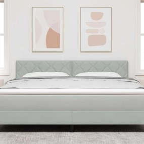 vidaXL LED Κεφαλάρι με φώτα λωρίδας LED Ανοιχτό γκρι 180 cm Βελούδο