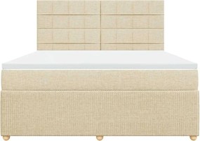 vidaXL Κρεβάτι Boxspring με Στρώμα Κρεμ 180x200 εκ. Υφασμάτινο