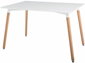 Τραπέζι Mesa 358, Άσπρο, Ανοιχτό χρώμα ξύλου, 73x80x120cm, 14 kg, Ινοσανίδες μέσης πυκνότητας, Ξύλο, Ξύλο: Οξιά | Epipla1.gr