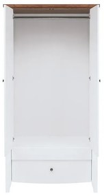 Ντουλάπα Boston BP110, Ακακία, Γυαλιστερό λευκό, 196.5x99.5x59.5cm, Πόρτες ντουλάπας: Με μεντεσέδες