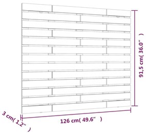 Κεφαλάρι Τοίχου Γκρι 126x3x91,5 εκ. από Μασίφ Ξύλο Πεύκου - Γκρι