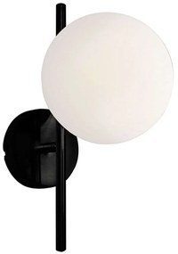 Φωτιστικό Τοίχου - Απλίκα Floris 4260100 E27 White-Black Viokef Μέταλλο,Γυαλί