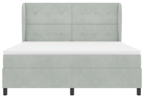 vidaXL Κρεβάτι με Στρώμα Light Grey 180x200 εκ. Βελούδο
