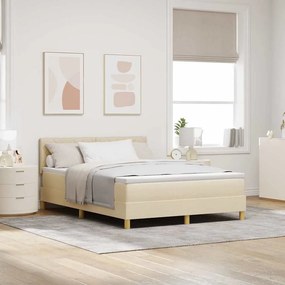vidaXL LED Κρεβάτι με βάθρο με κεφαλάρι Κρεμ 160 x 200 cm ύφασμα