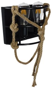 Φωτιστικό Τοίχου-Απλίκα Barbosa 01083 Black GloboStar Rope, Metal
